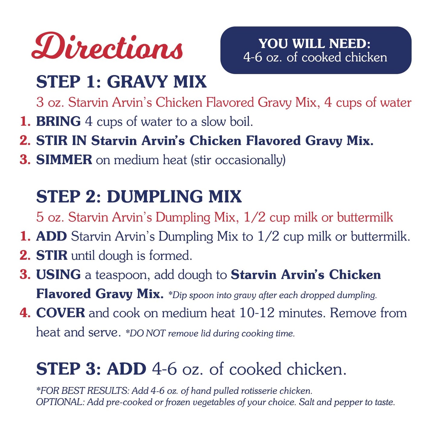 Starvin' Arvin's Chicken N’ Dumpling Mix, 8 oz